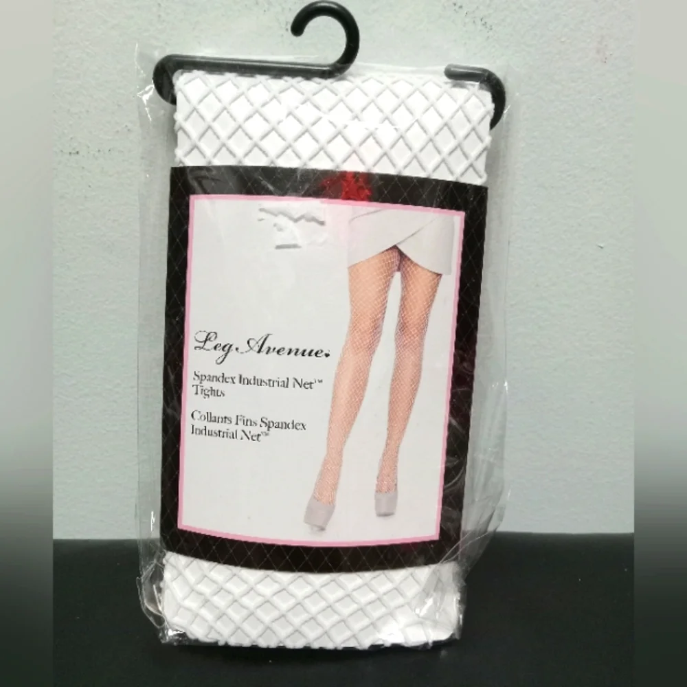Leg Avenue White Spandex Industrial Net Fishnet Tights